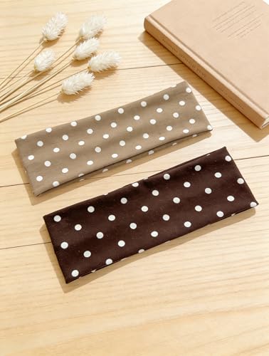Polka Dot Wide Headbands for Women, 2-Pack Black & White