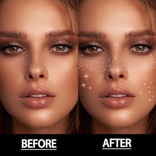50 Pcs Glitter Freckle Face Tattoo Patches - Rose Gold