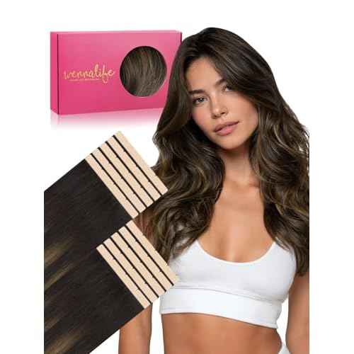 WENNALIFE 8cm Tape in Hair Extensions Real Human Hair, Tape Weft Hair Extensions Human Hair 18 Inch 50g 10pcs Balayage Dark Brown Mixed Chestnut Brown Luxury Hair Straight Extensiones De Cabello Hmano