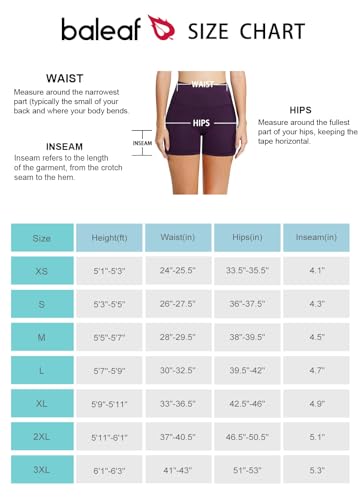 BALEAF Biker Shorts Women Yoga Gym Workout Spandex Running Volleyball Tummy Control Compression Shorts with Pockets 5" Purple XS