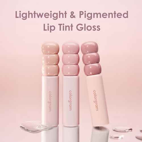 COLORGRAM Fruity Glass Tint 14 Sulky Lychee, Long-Lasting Glossy Lip Tint, Korean Beauty Lip Gloss Tint, Geek Nude Series