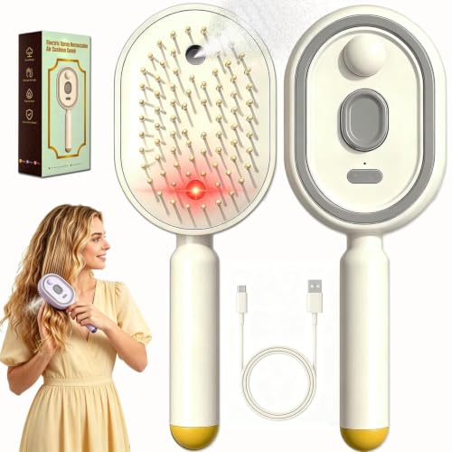 RUCPUC Electric Steam Hair Brush - 3-in-1 Rechargeable Mist Comb