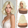 11-12 Inch Blonde Wavy Bob Wig with Middle Part