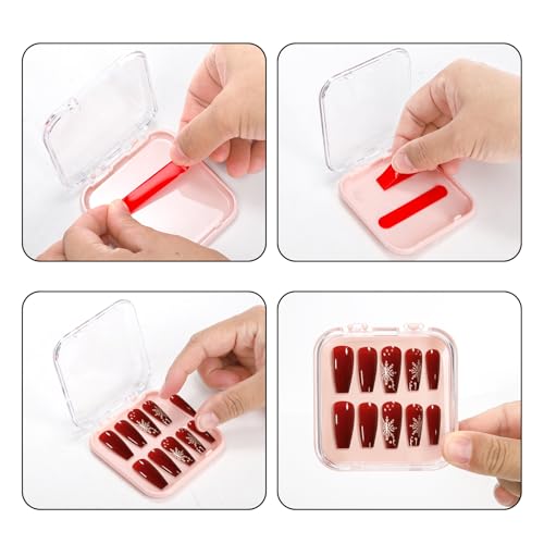 Jucoan 32 Pack Press On Nail Storage Boxes with 120 Adhesive Tapes