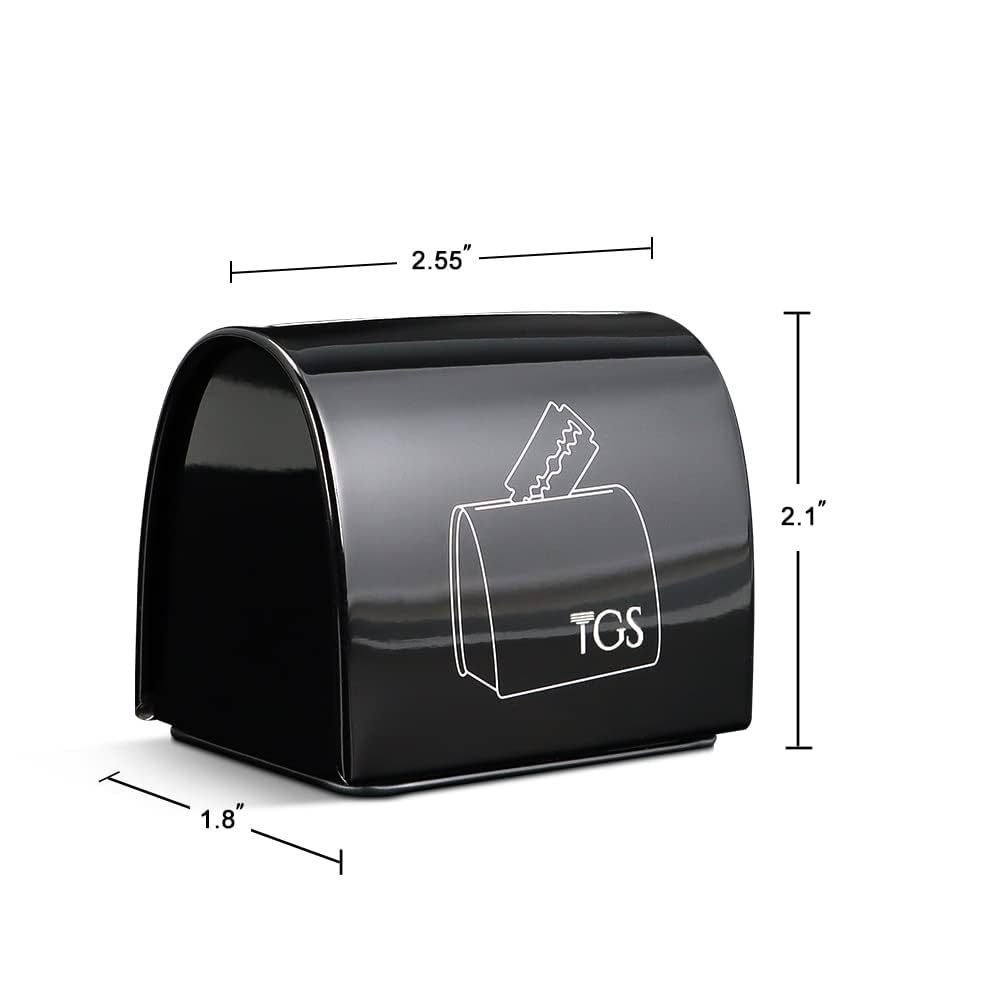 THE GROOMING SOCIETY Razor Blade Storage Bank & Disposal Case, Mail Box for Used DE Safety Razor Blades (Black)