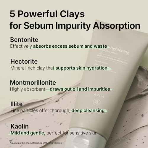AVCA Pore Tightening Mud Clay Mask 200ml(6.76 fl. oz)? Oil Control Deep Cleansing with Kaolin & Bentonite, Minimizes the Look of Pores, Green Tea & Rice Powder