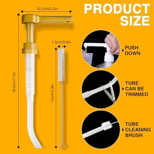 1 Pack Gold Sauce Pump Dispenser for 64 oz Chocolate and Caramel Sauce Bottles, Reusable Large 15CC Syrup Pump for Vanilla Mocha Sauces