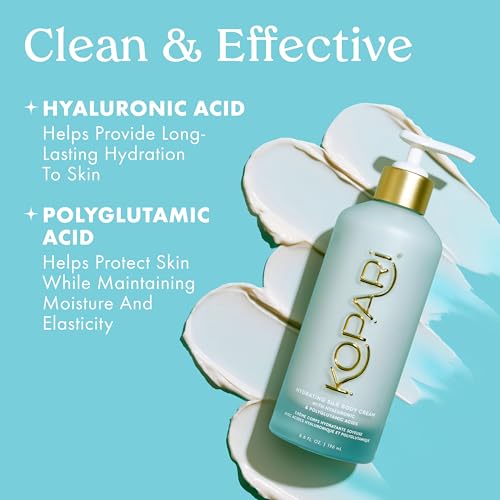 Kopari Hydrating Silk Body Cream with Hyaluronic & Polyglutamic Acids ? Long Lasting Moisturizer for Dry Skin, Lightweight & Silky Texture, Sweet Coconut Milk Scent, 6.7 oz