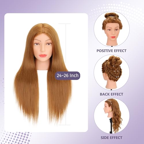 80% Human Hair Mannequin Head 26-28" with Clamp for Braiding