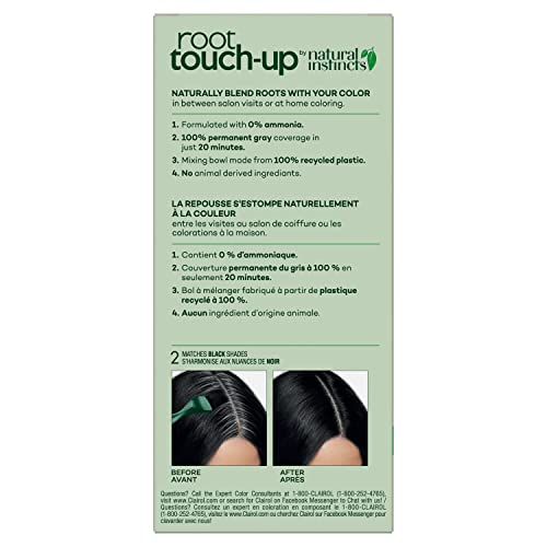 Clairol Root Touch-Up Permanent Hair Dye, Black - 100% Gray Coverage