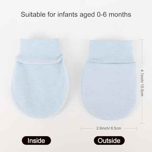 BQUBO Newborn Infant Toddler Mittens No Scratch Cotton Elastic Wrist Gloves Hypoallergenic for 0-6 Months Baby Boys Girls