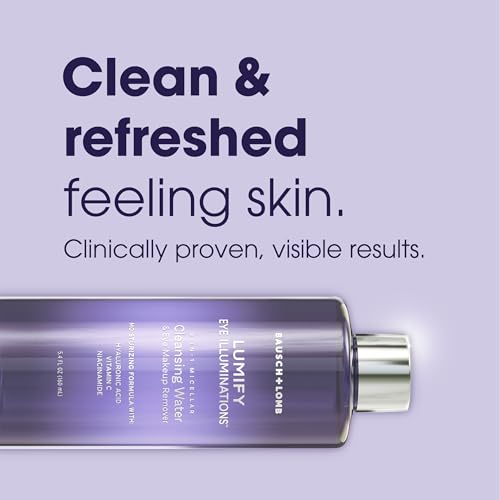 LUMIFY Eye Illuminations Cleansing Water & Eye Makeup Remover, 3-in-1 Micellar Water Contains Hyaluronic Acid, Vitamin C & Niacinamide, Hypoallergenic, Removes Waterproof Makeup, 5.4 Oz (160 mL)