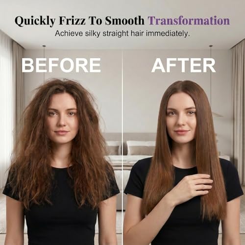 Cordless Hair Straightener Brush, Mini Portable Straightener for Travel