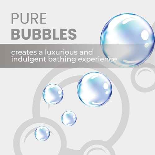 Luxury Unscented Foaming Bath - Natural Fragrance-Free Bubble Bath with Aloe Vera and Epsom Salt - Pure Bubbles Scent (Unscented), 33.8 fl oz / 1L