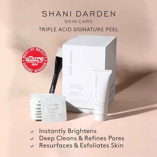 SHANI DARDEN SKIN CARE Triple Acid Peel, 2-Step Exfoliating Face Peel with Mandelic, Lactic & Glycolic Acids, Kaolin Clay Neutralizing Mask & Brush, Helps Improve Dark Spots & Skin Texture, 1.69 fl oz