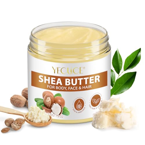 Pure Organic Shea Butter Raw, Unrefined Body & Face Butter, 100% Pure & Natural Body Butter for Dry, Cracked Skin, Stretch Marks & Anti-Aging, 7.76 oz