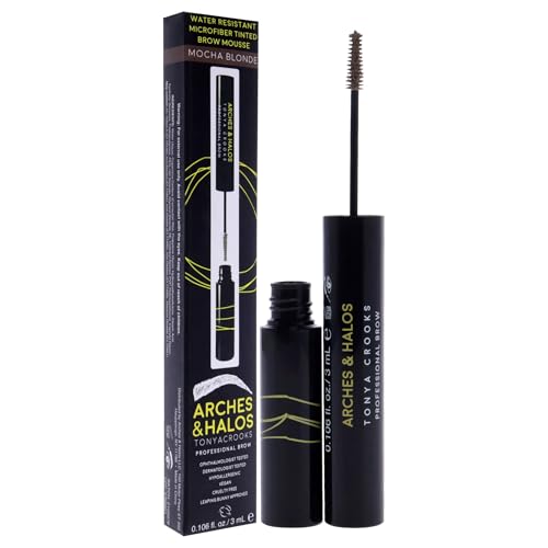 Arches & Halos Microfiber Tinted Brow Mousse - Mocha Blonde - Soft, Natural Definer Mousse to Shape, Sculpt and Control Eyebrows - Silky, Non-Crunchy, Fast-Setting Texture - Vegan Formula - 0.106 oz