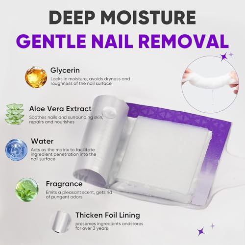 OAKDOLCHE 250 Pack Individually Wrapped Gel Nail Polish Remover Pads