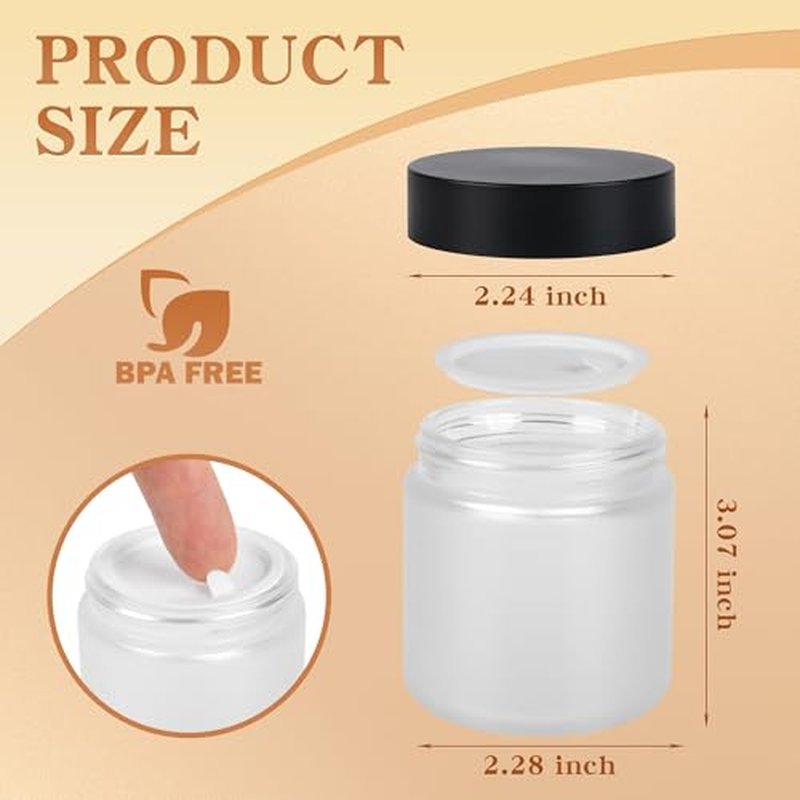 4oz Eco-Friendly Glass Jars with Airtight Black Lids for Skincare