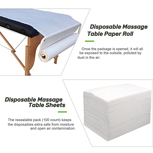 100 Pack Disposable Massage Table Sheets - Soft Non-Woven Spa Covers, 31" x 71"