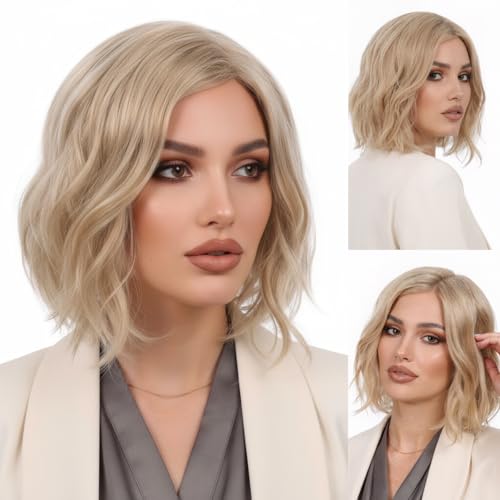 R REEWES FASHION HAIR Short Blonde Wavy Wig Model W5872L#15BH613 – Shoulder Length, Highlighted