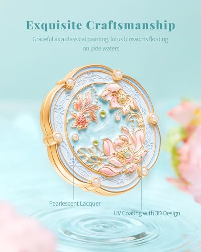 Lotus Bloom Compact Mirror 3" 2X Magnifying Folding Makeup Mirror