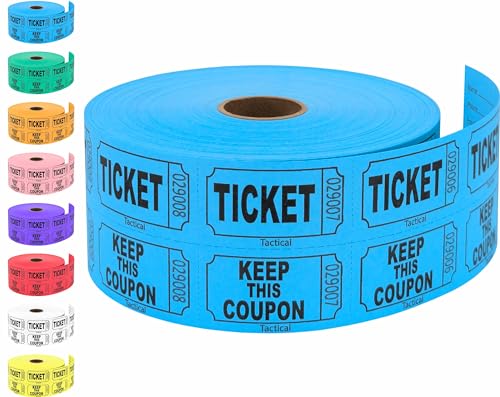 Tacticai 1000 Raffle Tickets, Blank, Pink (8 Color Selection), Double Roll for Events, Entry, Class Reward, Fundraiser & Prizes