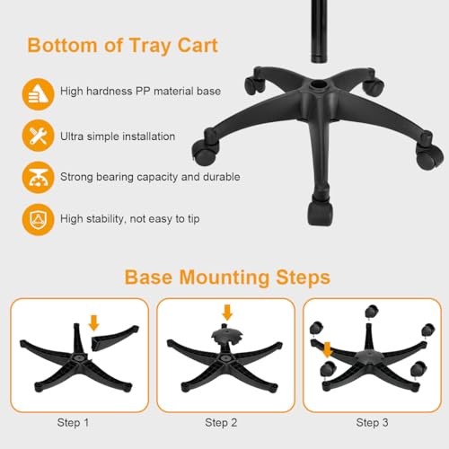 Salon Tray Cart with Extra Storage Space, Salon Rolling Tray, Adjustable Height Salon Tray on Wheels, Removable Hair Extension Tool Tray for Hairdressers, Color Tray for Salon Home Use