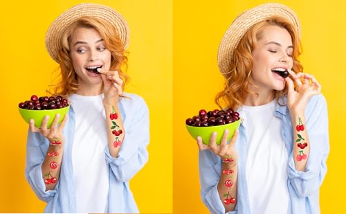 200 PCS Cherry Temporary Tattoo Stickers - Fruit Party Favors