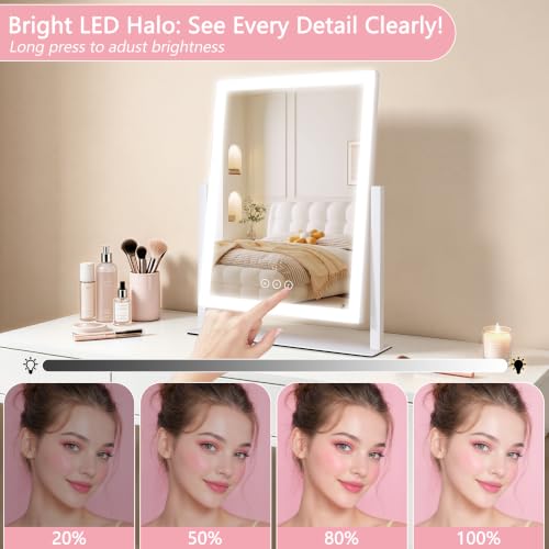 Lighted Vanity Mirror 16.7" w/ 180 LEDs & 10X Magnifier