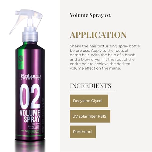 SALERM - Volumizing Hair Spray - Pro Line Volume Spray 02-250 ml - Lifts the Roots - Adds Volume to Hair without Weighing it Down - Humidity Resistant for Long-Lasting Hold - Heat Protector