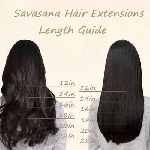 Savasana Clip in Hair Extensions Real Human Hair Straight 7 Pcs Hair Extensions Double Weft Thick Dark Brown 18 Inch 120g