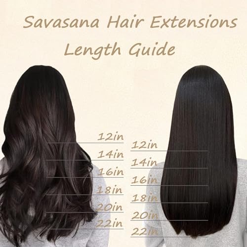 Savasana Clip in Hair Extensions Real Human Hair Straight 7 Pcs Hair Extensions Double Weft Thick Dark Brown 16 Inch 120g
