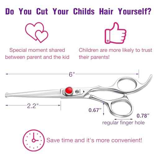 6" Kids Hair Cutting Scissors Shears Safety Rounded Tips Kids Haircut Scissors for Children Baby Toddler Girls Boys Japanese Stainless Steel Silver Christmas Thanksgiving Gift Dragon Creek