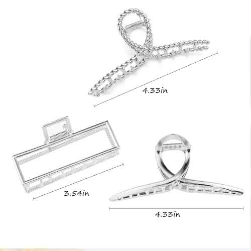 Mehayi 3 PCS Metal Large Hair Claw Clips for Thick Heavy Hair, Big Non-Slip Hair Catch Barrette Jaw Clamp, Strong Hold Claw Barrettes for Long Hair, Fashion Hair Styling Accessories for Women Girls