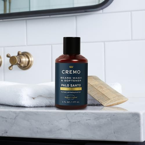 Cremo Palo Santo 2n1 Beard Wash & Softener + Palo Santo Beard & Scruff Cream Set for Short Beards