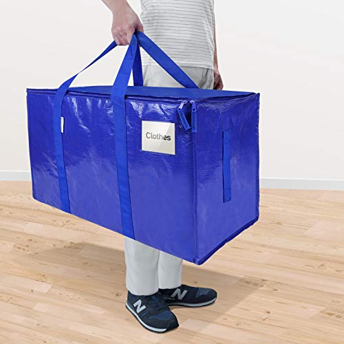 TICONN 4 Pack Extra Large Moving Bags with Zippers & Carrying Handles, Heavy-Duty Storage Tote Moving Boxes for Space Saving