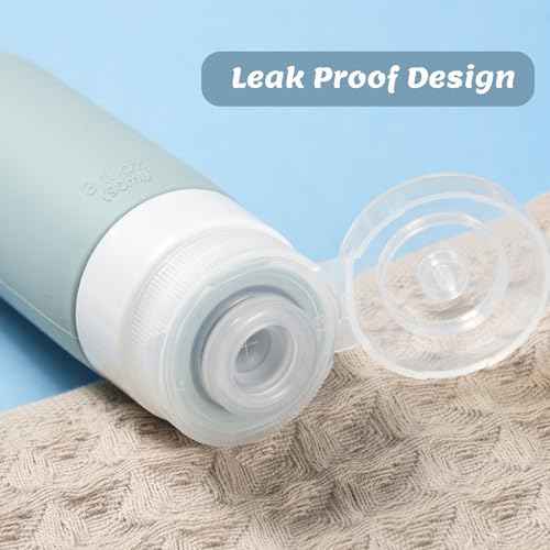 Silicone Travel Bottles for Toiletries with Labels, 3oz TSA Approved Squeezable Travel Size Containers, Leak Proof Travel Shampoo and Conditioner Bottles with Toiletry Bag (4 Pack, Dark Color)