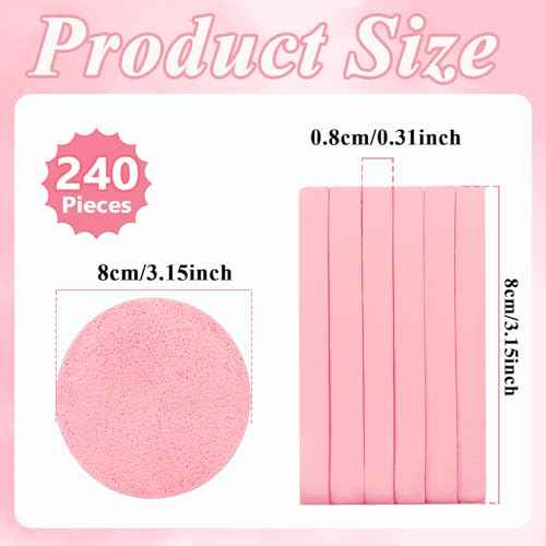 240 Pieces Facial Sponge Compressed,Professional Makeup Removal Sponge Pad,Round Face Cleaning Sponge for Spa,Exfoliating,Mask