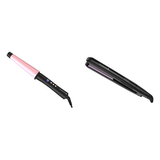 Remington Amazing Hair Bundle: Anti Static Ceramic Hair Straightener & Digital 1-1 ½ Inch Ceramic Curling Wand