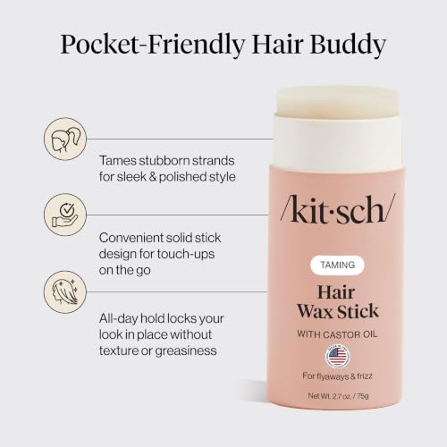 Kitsch Hair Wax Stick for Flyaways with Castor Oil - All-Day Hold (2.7 oz)