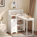 Foldable Nail Desk with Power Outlets & Storage - White