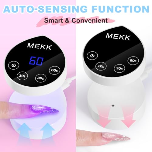 MEKK White Mini UV Nail Curing Lamp, Auto-Sensor Hand & Foot Gel Light