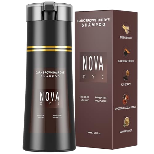 Dark Brown Hair Dye Shampoo - 100% Gray Coverage, 3-in-1 Formula