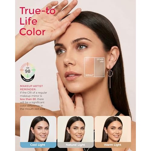 Rechargeable Wall Mounted Makeup Mirror with Lights, 4000mAh Double Sided 1X/10X Magnifying Vanity Mirror with 3 Color Lights, Touch Dimmable, 360¡Æ Extension Foldable Arm (Antique Brass)