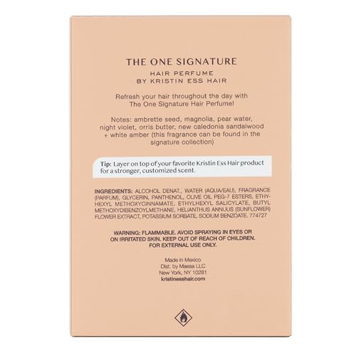 Kristin Ess One Signature Hair Perfume for Women - Long Lasting Hair Fragrance Spray, Pear Sandalwood Magnolia Scent, Deodorizing Hair Mist, Refreshing Body & Hair Spray, 8HR Scent