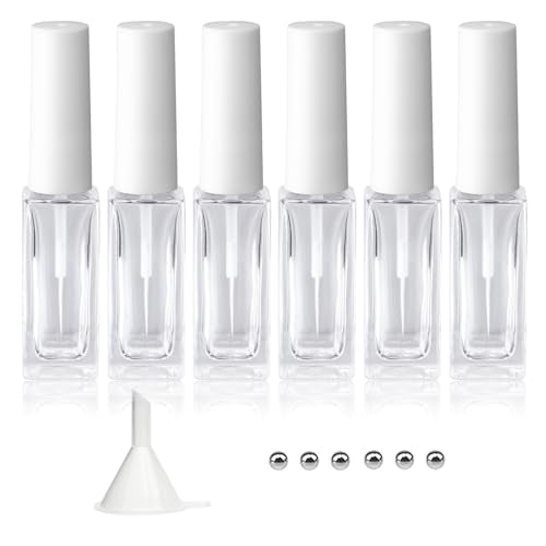 Nail Art Liner Empty Bottles 7ML 6-Pack with Brush & Mixing Balls