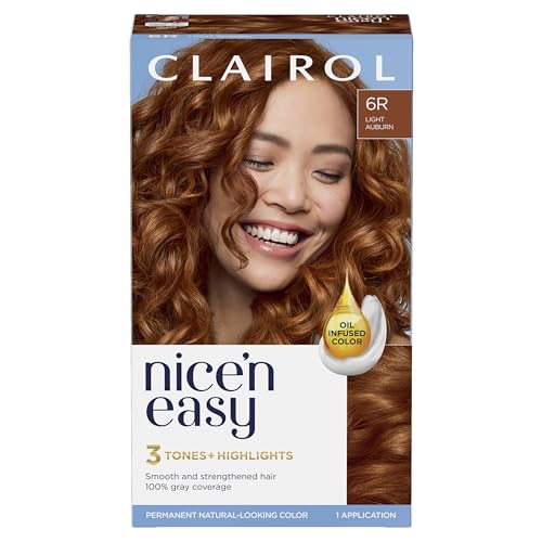 Clairol Nice'n Easy Permanent Hair Dye, 6R Light Auburn Hair Color, Pack of 1