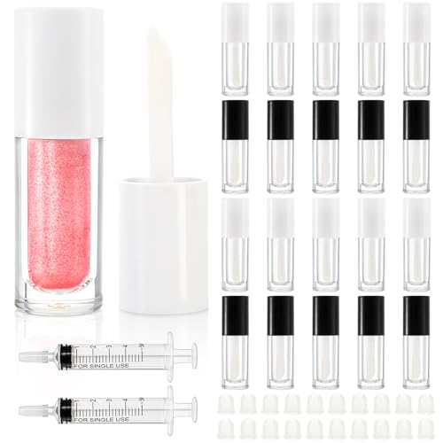 20-Pack 6ml Empty Lip Gloss Tubes with Wand & Inserts