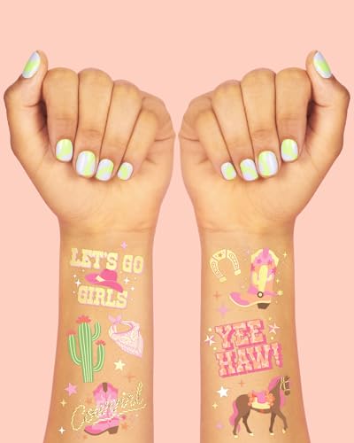 XO, Fetti 100 Gold Foil Cowgirl Temporary Tattoos | Western Party Favors